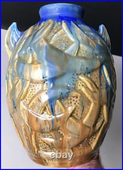 Grès émaillé VASE signé METENIER art déco Mid century vintage antique µ Grès émaillé VASE signé METENIER art déco Mid century vintage antique µ