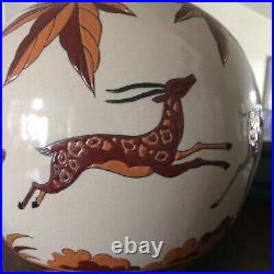 Gros Vase Art Déco En Céramique Craquelé DLG (Chevalier Catteau)