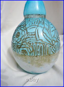 Gros Vase Delatte Nancy Art Déco Patte Verre Dégagé A L'acide Old Glass Vase