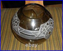 Gros vase ancien Boule globe Gravé art Déco style Schneider daum