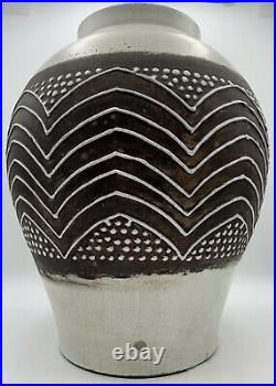 Gros vase art deco céramique émaillée non signé dlg de Jean Besnard