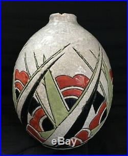Gros vase boule Art Deco Keramis Boch La Louvière Charles Catteau