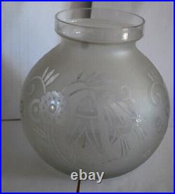 Gros vase boule art deco verre dégagé à l'acide LORRAIN FRANCE