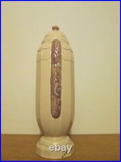 Groupe Vase Sculpture Ceramique Art Deco 1925 1930 Craquele Signe Dlg Sue & Mare