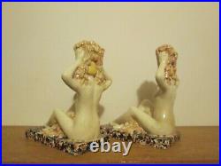 Groupe Vase Sculpture Ceramique Art Deco 1925 1930 Craquele Signe Dlg Sue & Mare