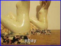 Groupe Vase Sculpture Ceramique Art Deco 1925 1930 Craquele Signe Dlg Sue & Mare