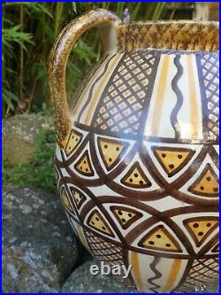 HB Quimper énorme vase Jarre decor Géométrique Art Déco 29,5cm de haut 28cm diam