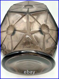 Henri DIEUPART Vase art deco verre moulé teinté violine simonet lalique