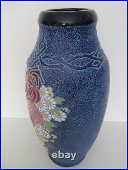 Imposant Vase Art Deco Amphora Czechoslovakia/fleurs Stylisees/faience/ceramique