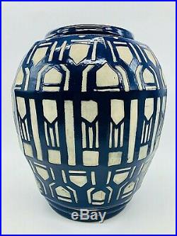 Imposant Vase Art Deco Malicorne Sarthe Marc Roger Francois 1930 Xxeme