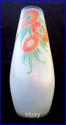 J. MICHEL vases Art Déco verre opalescent émaillé circa 1925