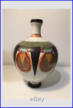 Jan ou Jean MARTEL, rare vase Art Deco moderniste à décor géométrique