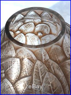 Joli et rare vase art-deco Hunebelle feuilles mortes, era daum lalique muller