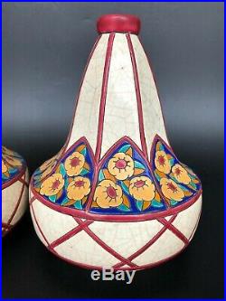 Jolie Paire De Vases En Emaux De Longwy Epoque Art Deco Signés