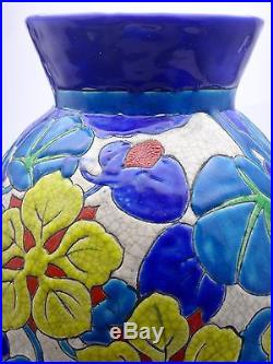 Keramis royal Boch la Louvière vase à décor floral époque Art déco