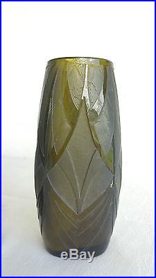LEGRAS Paire de VASES debut XXe Signe Grave Acide Vase Soliflore Glass ART DECO