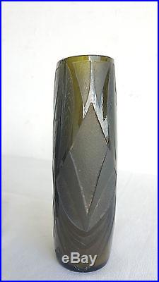 LEGRAS Paire de VASES debut XXe Signe Grave Acide Vase Soliflore Glass ART DECO