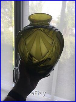 LEGRAS VASE debut XXe Signe Grave Acide Vase Boule Glass ART DECO