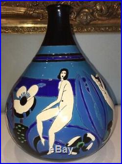 LONGWY Vase Primavera. Art Déco. Rare