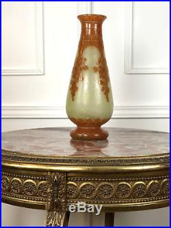Le Verre Français Vase D'époque Art Déco En Verre Multicouche Signé De 42 CM H