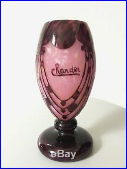 Le verre Français Charder vase Colliers Art Deco Charles Schneider