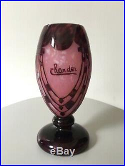 Le verre Français Charder vase Colliers Art Deco Charles Schneider