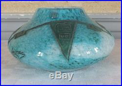 Legras vase pate de verre art déco turquoise signé