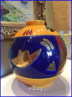 Longwy Grand Vase Boule H 38cms Dessin Pedro Sanchez Modèle Art Déco Numeroté