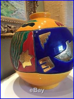 Longwy Vase Boule H 38cms Pedro Sanchez Semantique Art Deco