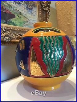 Longwy Vase Boule H 38cms Pedro Sanchez Semantique Art Deco