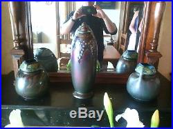 Lot de trois vases montieres irisé art deco