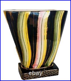 Magnifique Ancien Vase Art Deco H. Bequet Quaregnon Belgium