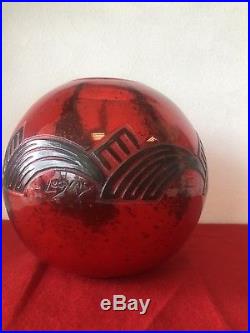 Magnifique Vase Boule Art Deco Signé Legras