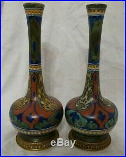 Magnifique paire de vases en faïence de Hollande Gouda art déco 1920