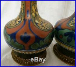 Magnifique paire de vases en faïence de Hollande Gouda art déco 1920