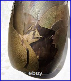 Marius Sabino Carlo Farneti Etched Cameo Glass Vase Grave Acide Art Deco 1930 30