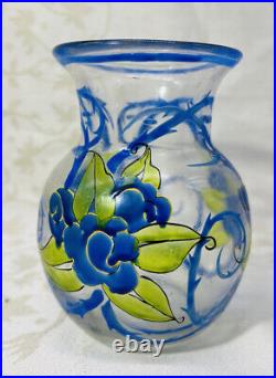 Mazoyer Enamelled Glass Vase Emaille Fleurs Art Deco Moulins Allier Auvergne 30