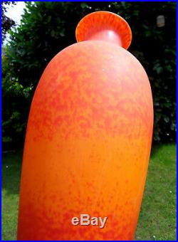 Monumental vase DELATTE art-deco, 42 cm, parfait, era daum muller 1900
