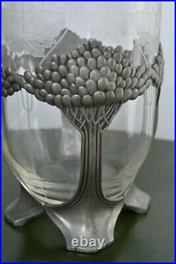 Orivit Vase Art Deco 1930 En Cristal Et Pied En Étain