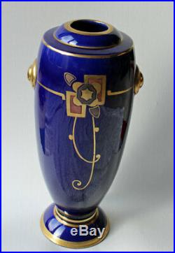 PINON Maurice rare vase art déco porcelaine de Tours bleu Sèvres hauteur 36,5 cm