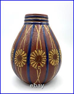 PRIMAVERA Vase art deco en Grès émaillé et doré