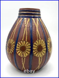 PRIMAVERA Vase art deco en Grès émaillé et doré