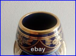 Paire Ancien Vase Signé PINON HEUZE ART DÉCO Ht 50 cm Bleu de Sevres