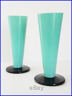 Paire De Vases Art Deco 1920 1930 En Opaline Verre Opalin Vintage 20's 30's