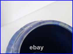 Paire De Vases Art Deco Francais Ceramique Francaise Gres Bleu 1920 1930 Vintage