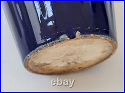 Paire De Vases Art Deco Francais Ceramique Francaise Gres Bleu 1920 1930 Vintage