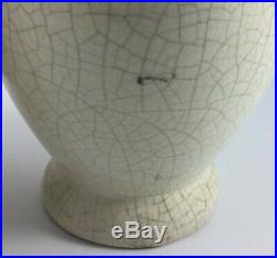 Paire De Vases Craqueles Art Deco Geometrique Pied Douche Hauteur 30 CM H726