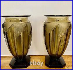 Paire de Vases Art Déco Verlys (P D'Avesn) Les Lances vers 1936