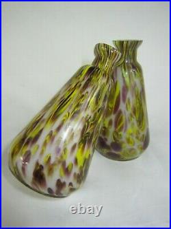Paire de petit vase en verre Clichy Pantin Multicolores Art déco