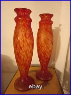 Paire de vase en pate de verre style art deco